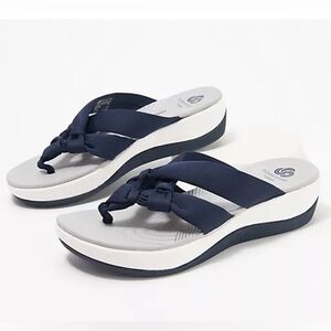 Clarks Arla Jane Jersey Thong Flip Flop Sandal in Navy Women’s Size 11